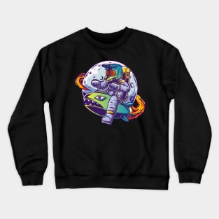 astronaut riding a rocket Crewneck Sweatshirt